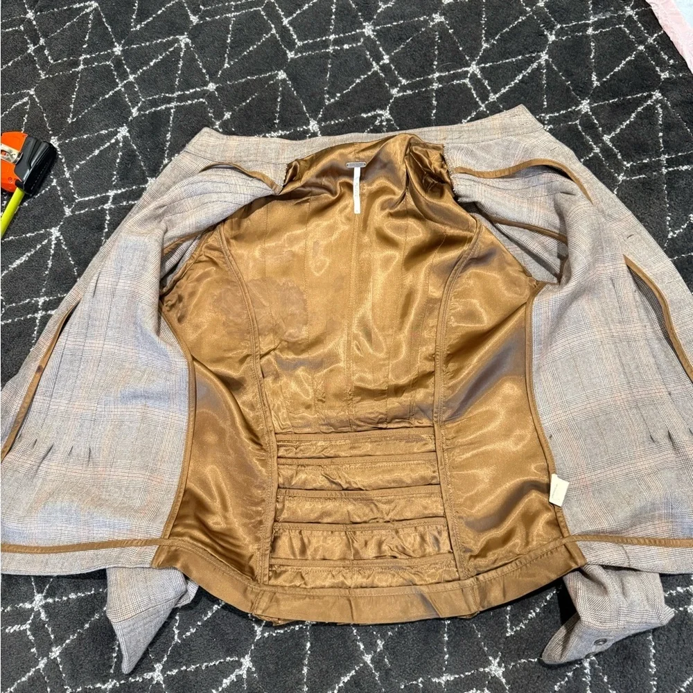 Free People plaid jacket pleated